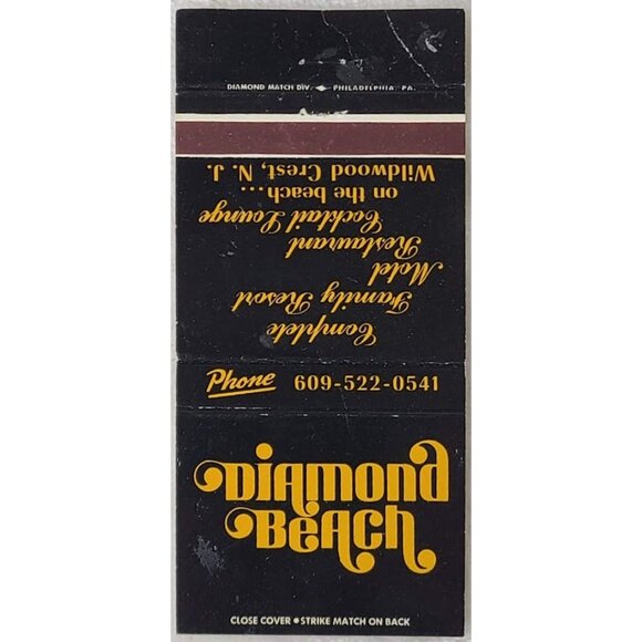 Diamond Beach Motel Other - Vintage Matchbook Cover Diamond Beach Motel Restaurant Lounge Wildwood Crest NJ
